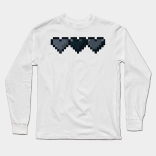 Black Hearts in a Row Pixel Art Long Sleeve T-Shirt